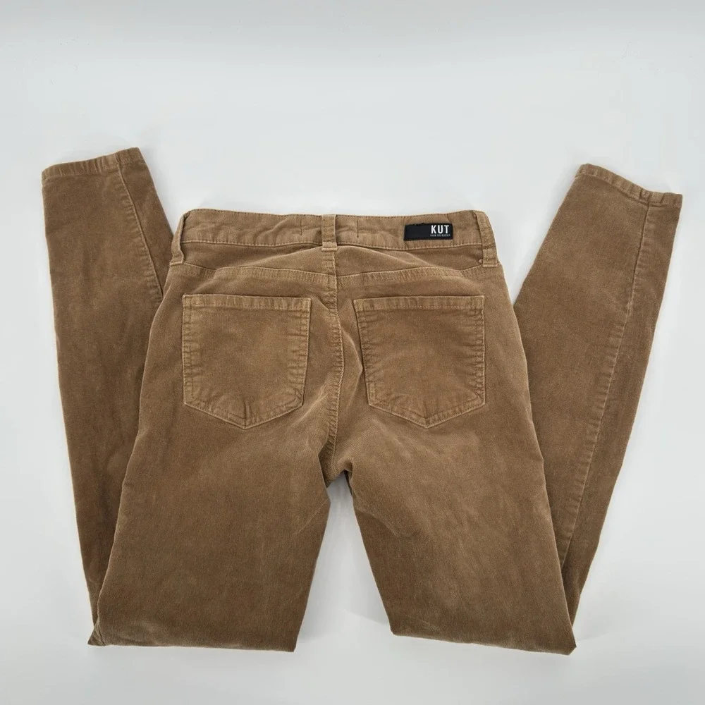 Kut From The Kloth Diana Skinny Corduroy Pants Brown Stretch Women's Size 00 Y2K